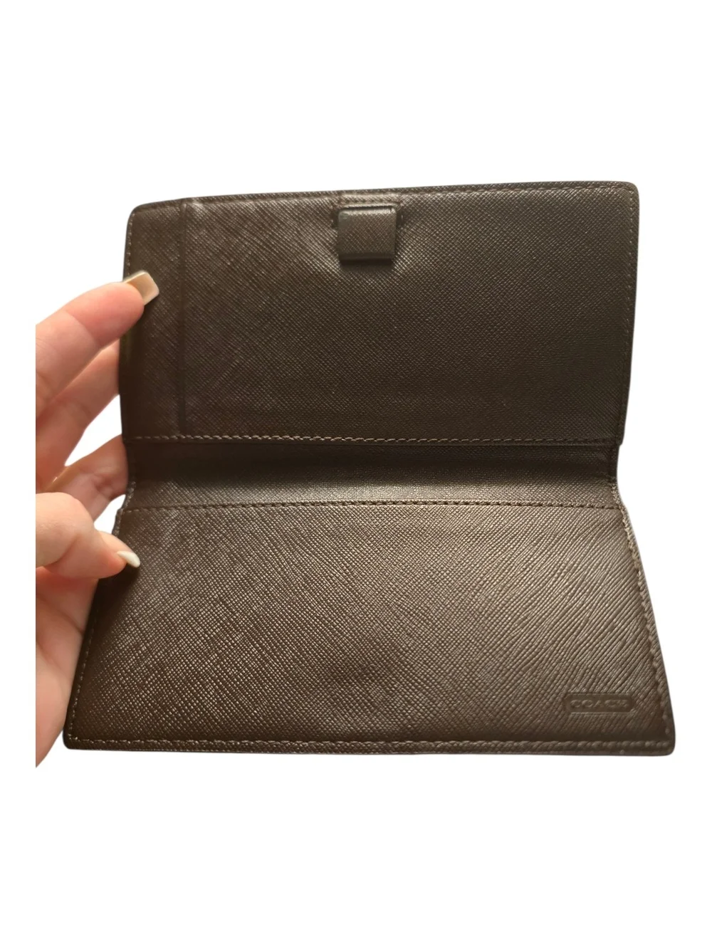 Coach F49135 Signature Checkbook Wallet Khaki Brown Long Wallet